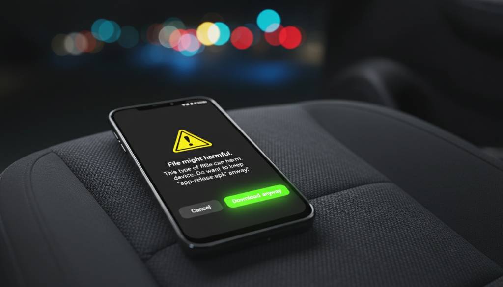 Smartphone on a textured gray car seat displaying an Android Smartphone on a textured gray car seat displaying an Android